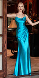 Elegant Burgundy Satin Gown with Cowl Neckline