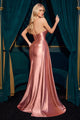 Ladivine Satin Stretch Fitted Gown in Dusty Rose