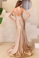 Vestido de noche asimétrico con cuentas y fruncido de Amelia Couture 3044