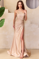 Vestido de noche asimétrico con cuentas y fruncido de Amelia Couture 3044