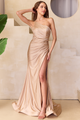 Vestido de noche asimétrico con cuentas y fruncido de Amelia Couture 3044