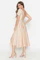 Lenovia 5274 V-Neck Short Sleeve Midi Cocktail Dress with Rhinestone Waist Formal & Wedding Guest Attire