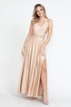Evening Dress V-Neck Thigh Slit A-Line Formal Gown By Lenovia 5275