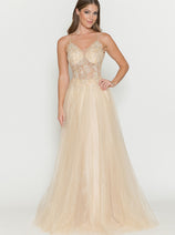 Evening Dress V-Neck Beaded Sequin A-Line Formal Gown By Lenovia 8183