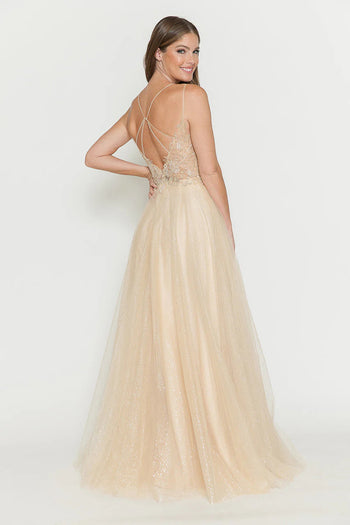 Champagne Gold Wedding Guest Dress Black Tie Formal Gown Plus Size 8183
