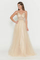 Champagne Gold Wedding Guest Dress Black Tie Formal Gown Plus Size 8183