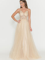 Evening Dress V-Neck Beaded Sequin A-Line Formal Gown By Lenovia 8183