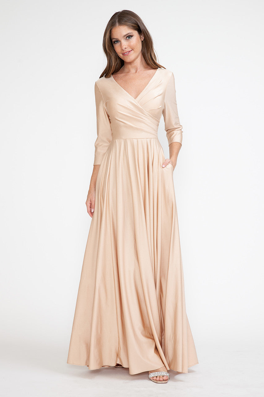 Vestido de madre de la novia con mangas 3/4 y corte A de Lenovia 5243