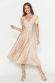 Lenovia 5274 V-Neck Short Sleeve Midi Cocktail Dress with Rhinestone Waist Formal & Wedding Guest Attire