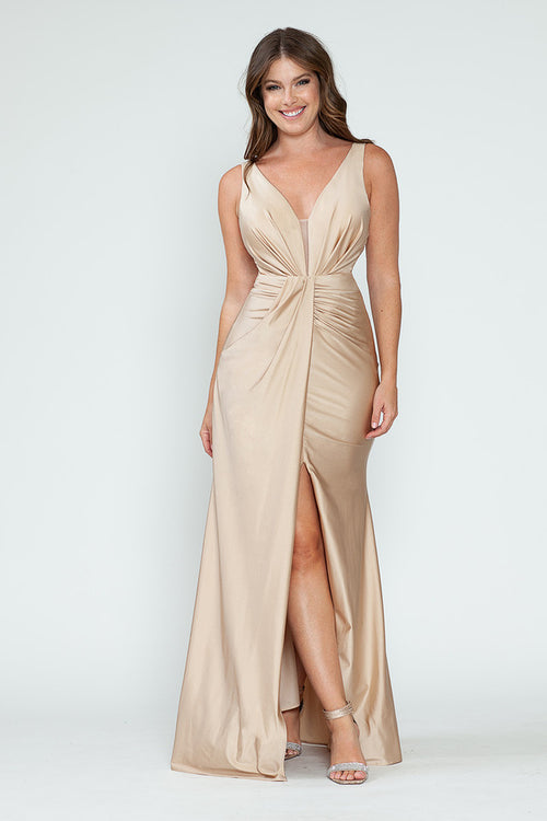 Vestido de dama de honor con escote en V, corte imperio y fruncido, de Lenovia 5319 (Nueva colección)