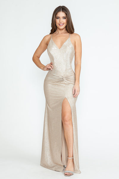 Bridesmaid Long Dress V-Neck Spaghetti Strap Gala Gown By Lenovia 5303