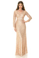 Vestido de noche con escote en V, mangas 3/4 y lentejuelas de Lenovia 5247 - Nueva colección