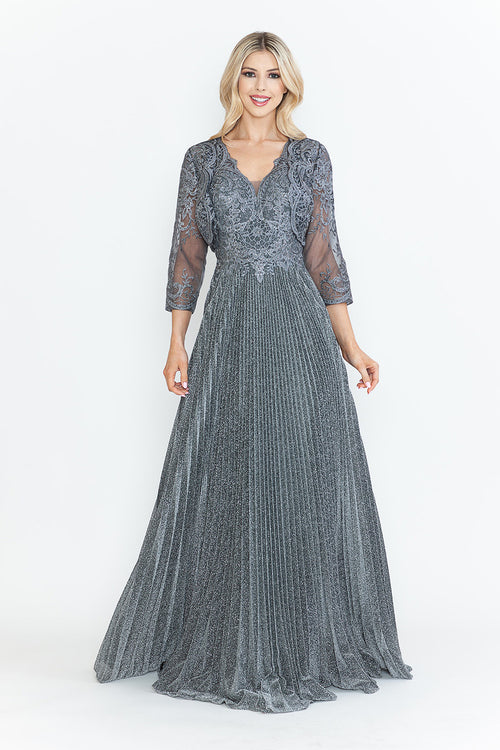 Mother Of The Groom Dress V-Neck 3/4 Sleeve Gown By Lenovia 8341-New Collection