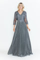 Mother Of The Groom Dress V-Neck 3/4 Sleeve Gown By Lenovia 8341-New Collection