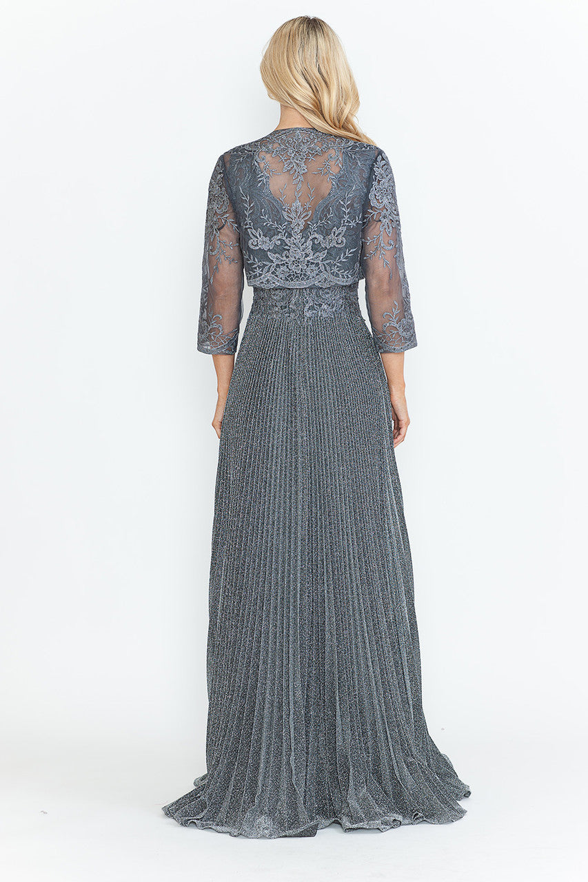 Vestido de madre del novio con escote en V y mangas 3/4 de Lenovia 8341 (Nueva colección)