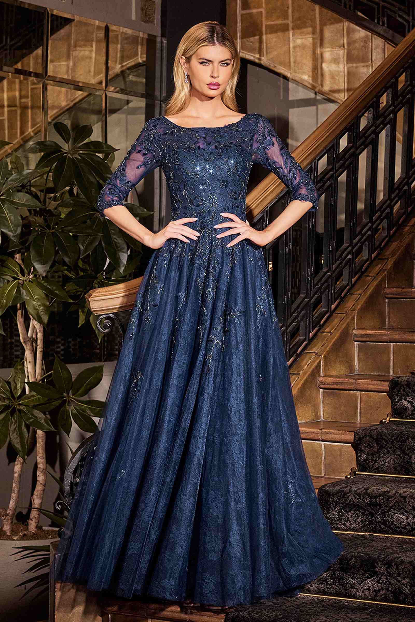 Elegant Navy Blue Mother of the Bride Gown | Ladivine CK2401