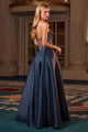 Ladivine CK2405 Navy Blue Ball Gown in Mikado