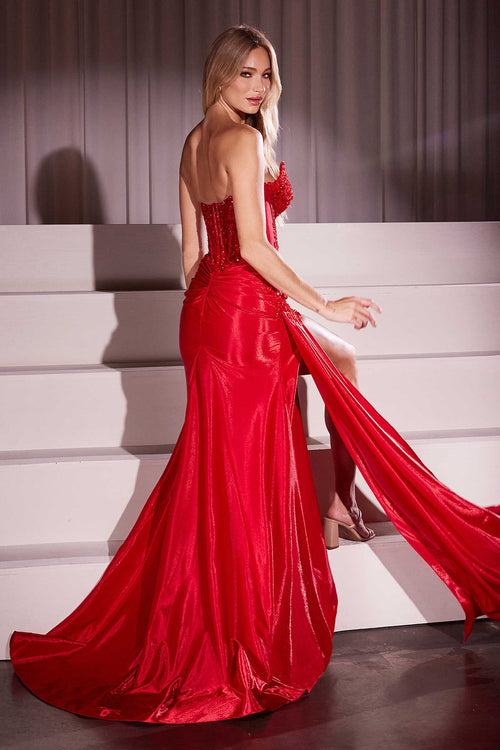 Ladivine CM369 Strapless Fitted Evening Gown