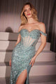 Ladivine CM373 Sequin Off-Shoulder Gown