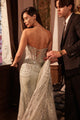 Ladivine CM384 Strapless Glitter Printed Gown & Overskirt