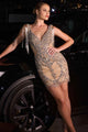 Ladivine CR878 Short Fitted Beaded Dress