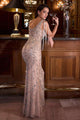 Stunning Silver Nude Beaded Dress by Cinderella Divine