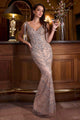 Stunning Silver Nude Beaded Dress by Cinderella Divine
