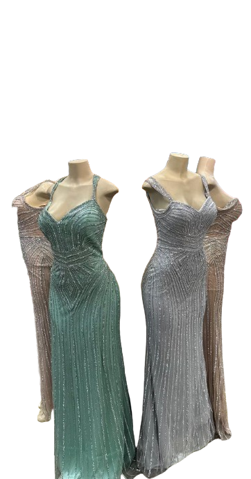 Sleeveless Beaded Mermaid Prom Dress Crystal Rhinestone Strapless Evening Gown by CT-2653