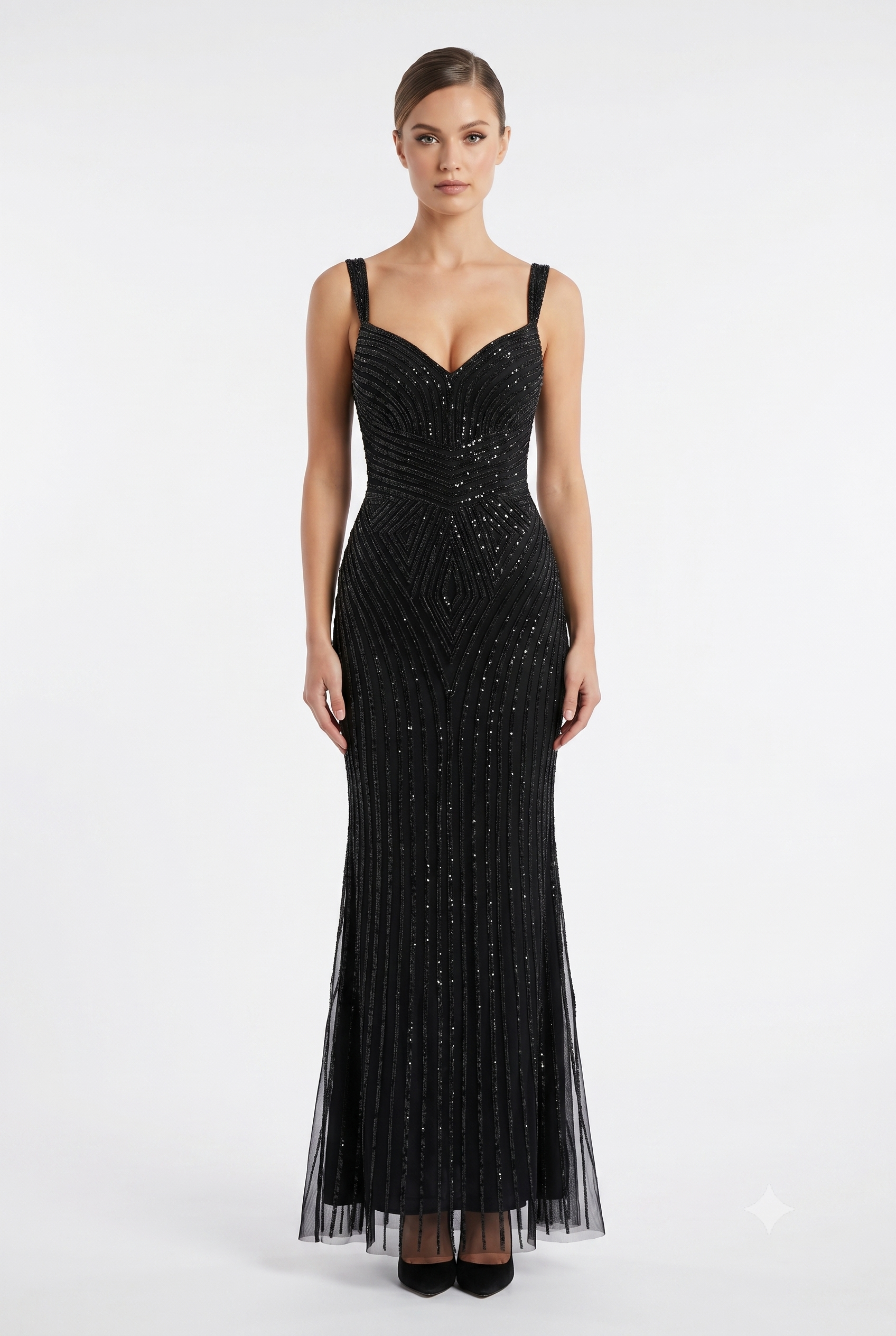 Sleeveless Beaded Mermaid Prom Dress Crystal Rhinestone Strapless Evening Gown by CT-2653