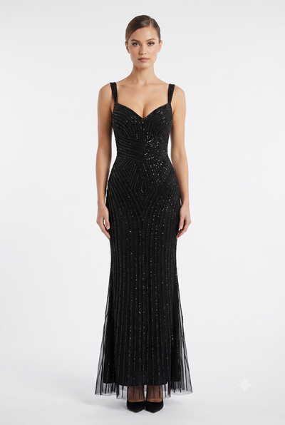 Sleeveless Beaded Mermaid Prom Dress Crystal Rhinestone Strapless Evening Gown by CT-2653