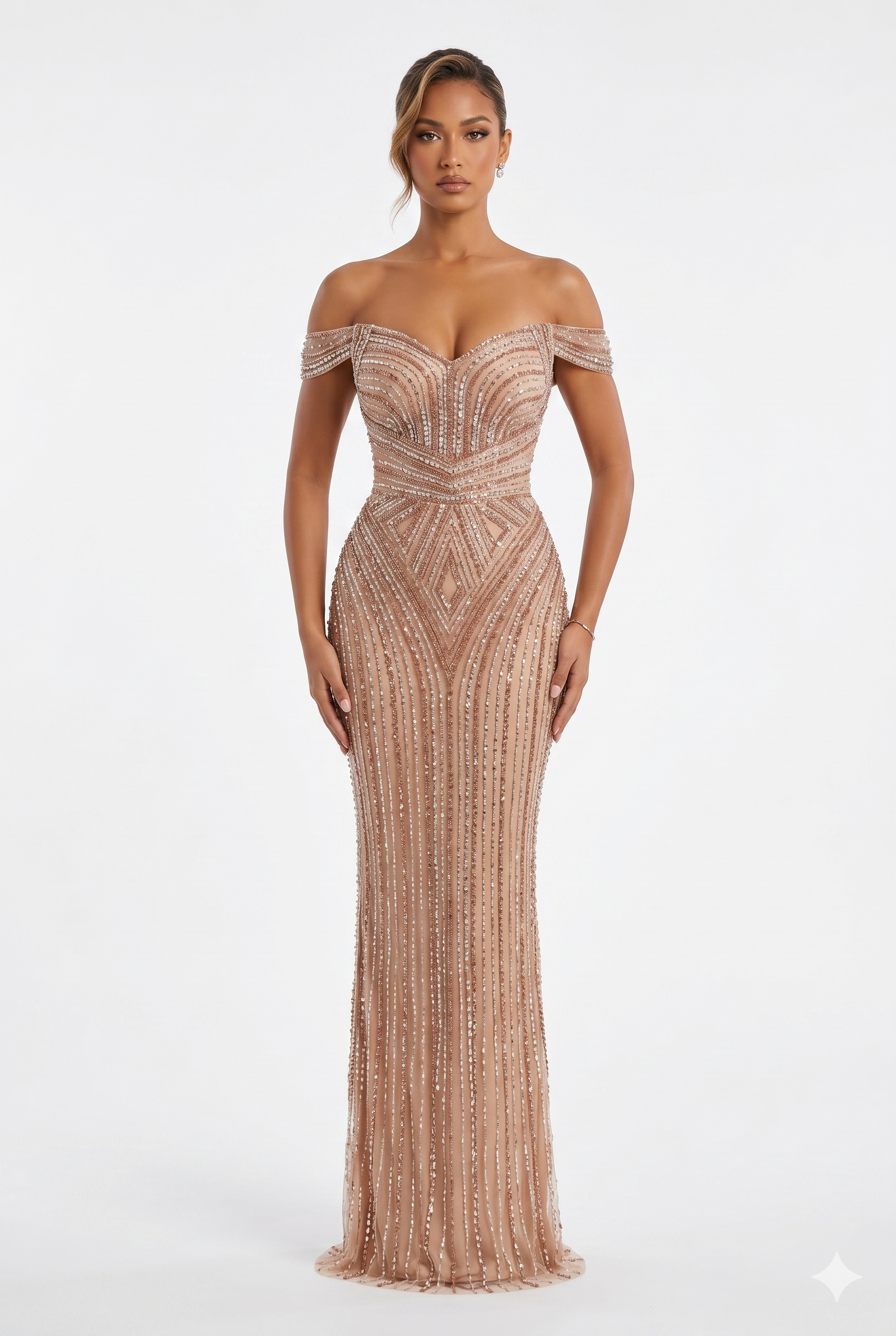 Sleeveless Beaded Mermaid Prom Dress Crystal Rhinestone Strapless Evening Gown by CT-2653