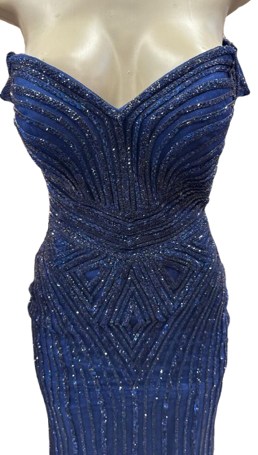 Sleeveless Beaded Mermaid Prom Dress Crystal Rhinestone Strapless Evening Gown by CT-2653