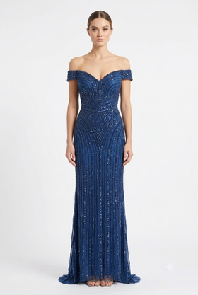 Sleeveless Beaded Mermaid Prom Dress Crystal Rhinestone Strapless Evening Gown by CT-2653