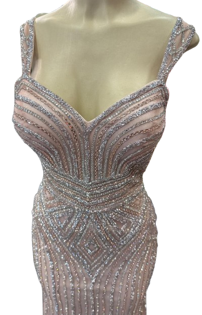 Sleeveless Beaded Mermaid Prom Dress Crystal Rhinestone Strapless Evening Gown by CT-2653