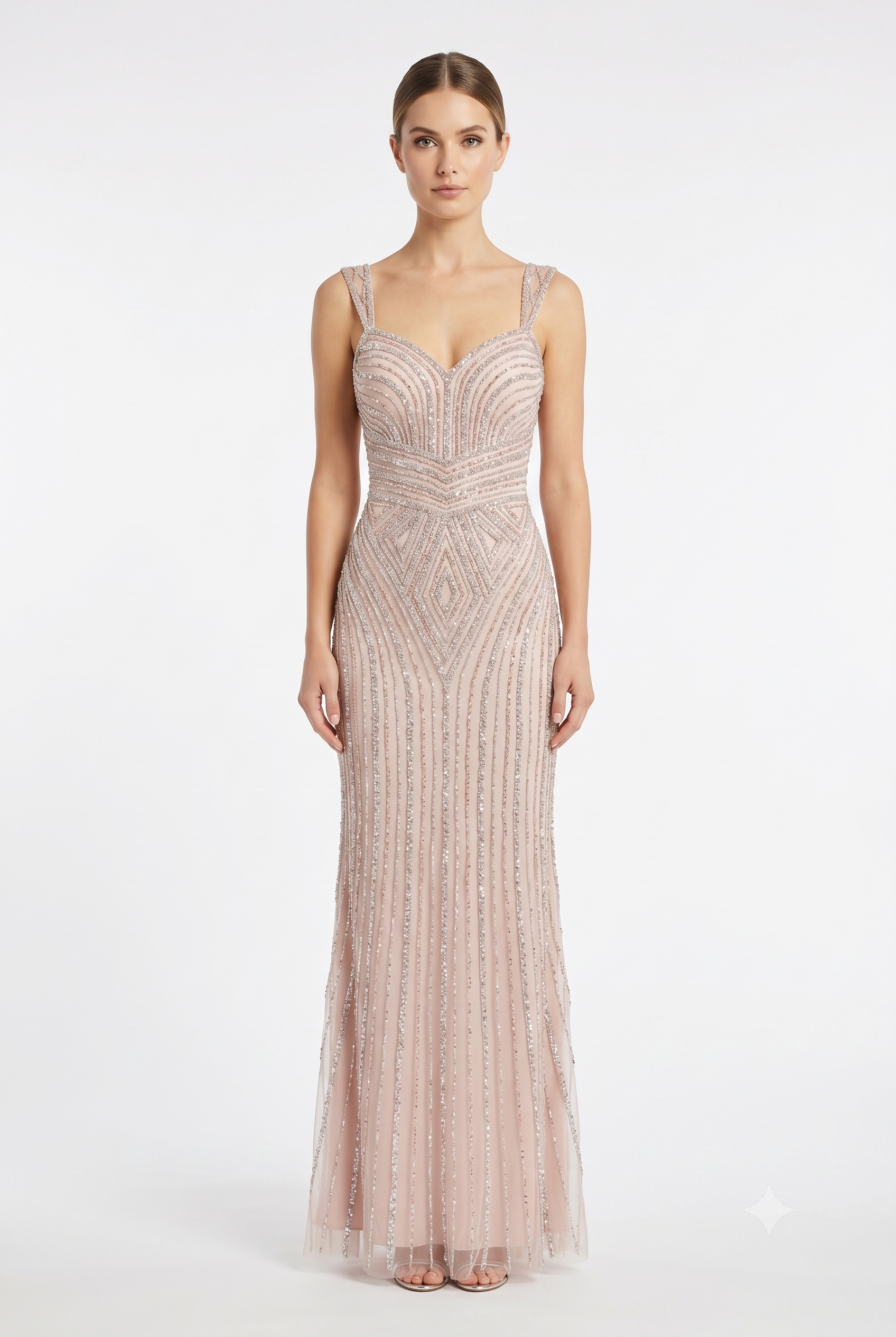 Sleeveless Beaded Mermaid Prom Dress Crystal Rhinestone Strapless Evening Gown by CT-2653