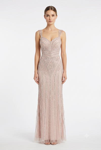 Sleeveless Beaded Mermaid Prom Dress Crystal Rhinestone Strapless Evening Gown by CT-2653