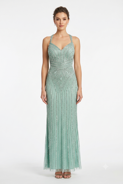 Sleeveless Beaded Mermaid Prom Dress Crystal Rhinestone Strapless Evening Gown by CT-2653