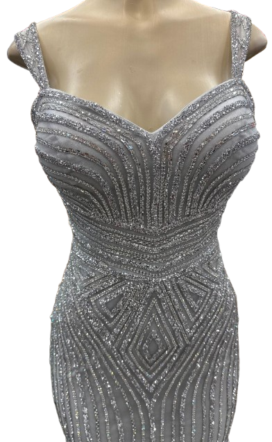 Sleeveless Beaded Mermaid Prom Dress Crystal Rhinestone Strapless Evening Gown by CT-2653
