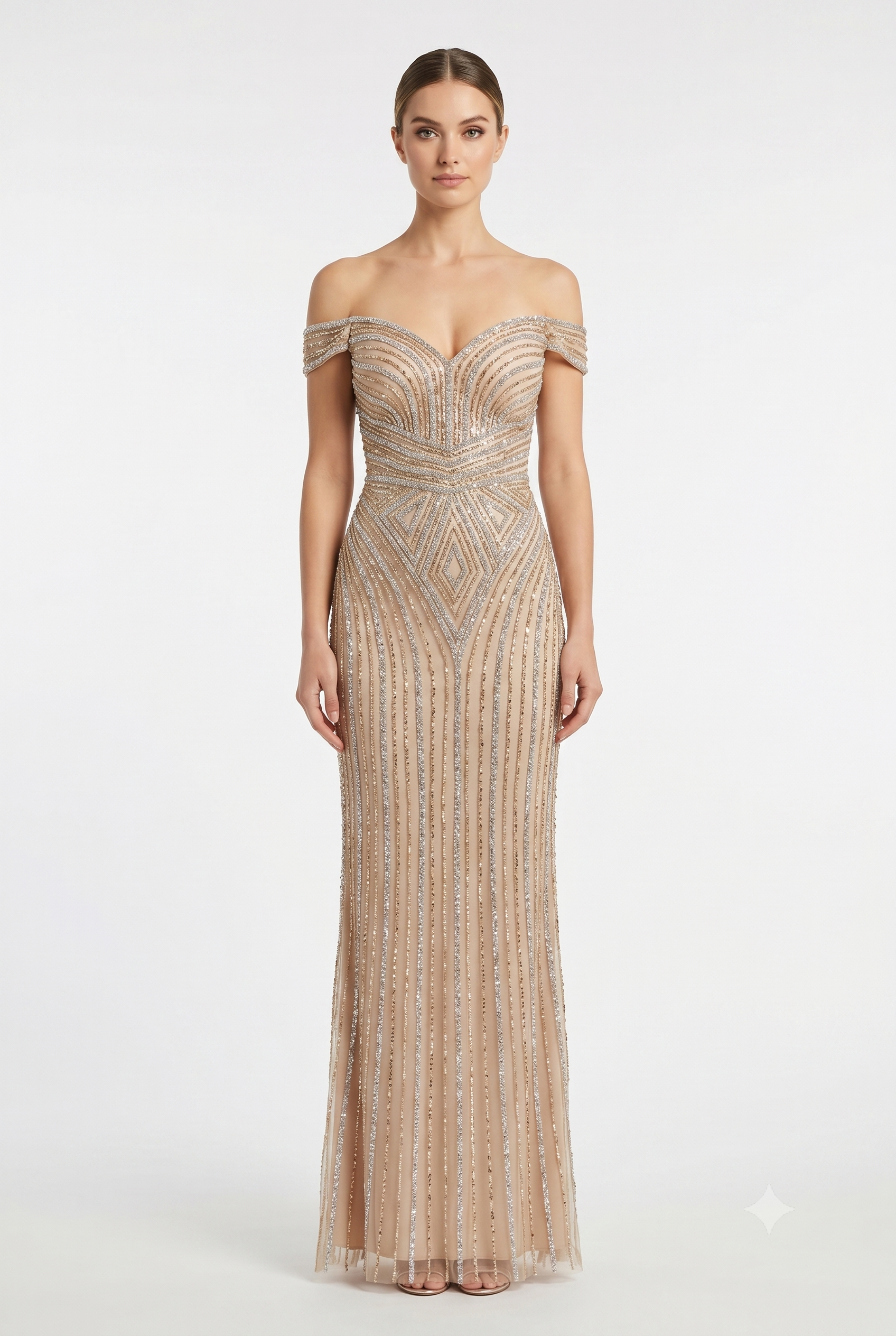 Sleeveless Beaded Mermaid Prom Dress Crystal Rhinestone Strapless Evening Gown by CT-2653