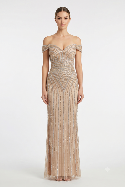 Sleeveless Beaded Mermaid Prom Dress Crystal Rhinestone Strapless Evening Gown by CT-2653