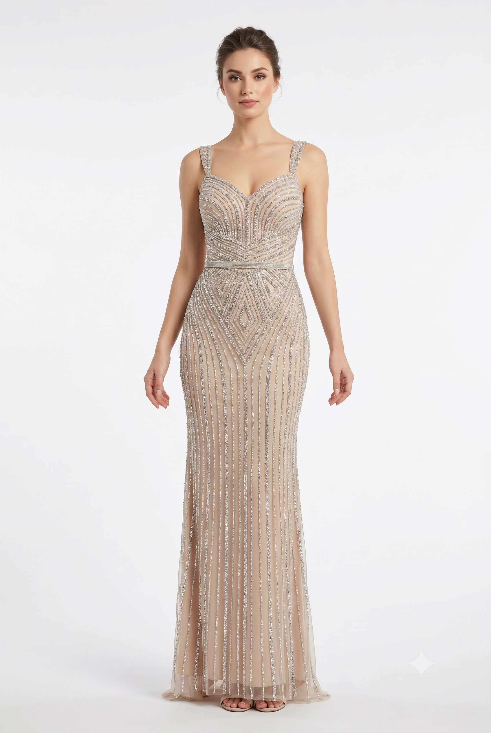 Sleeveless Beaded Mermaid Prom Dress Crystal Rhinestone Strapless Evening Gown by CT-2653