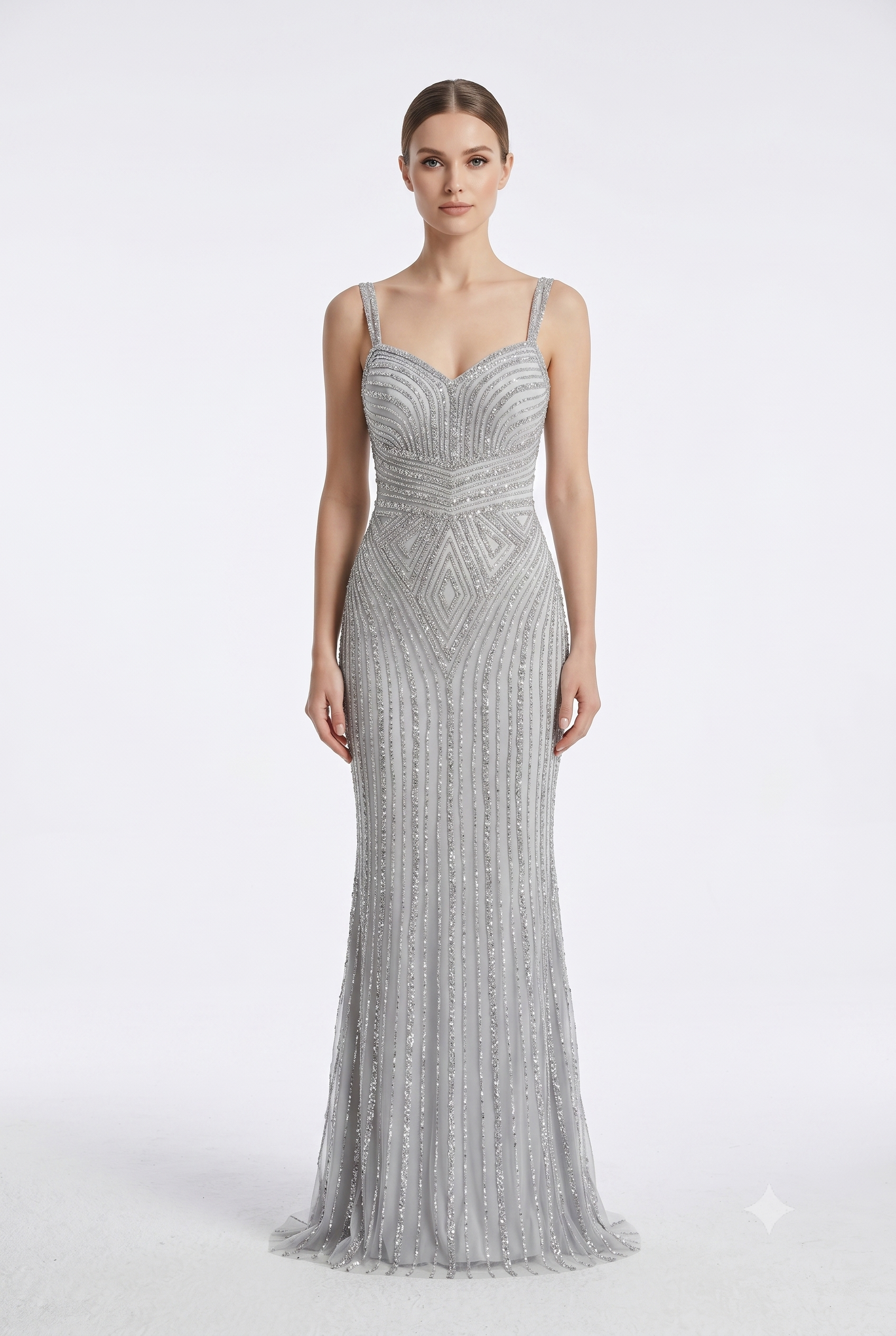 Sleeveless Beaded Mermaid Prom Dress Crystal Rhinestone Strapless Evening Gown by CT-2653