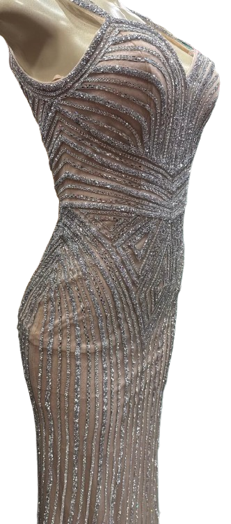 Sleeveless Beaded Mermaid Prom Dress Crystal Rhinestone Strapless Evening Gown by CT-2653