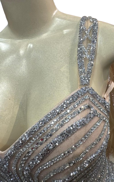 Sleeveless Beaded Mermaid Prom Dress Crystal Rhinestone Strapless Evening Gown by CT-2653