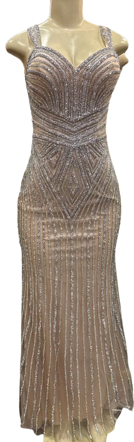 Sleeveless Beaded Mermaid Prom Dress Crystal Rhinestone Strapless Evening Gown by CT-2653