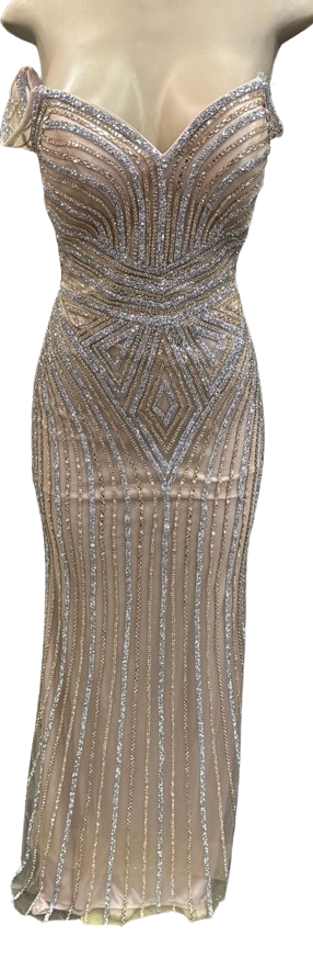 Sleeveless Beaded Mermaid Prom Dress Crystal Rhinestone Strapless Evening Gown by CT-2653