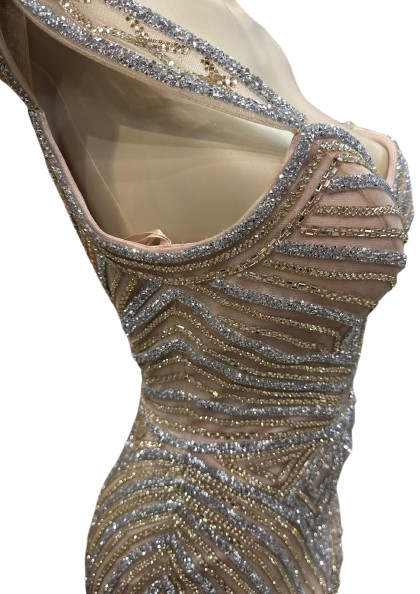 Sleeveless Beaded Mermaid Prom Dress Crystal Rhinestone Strapless Evening Gown by CT-2653