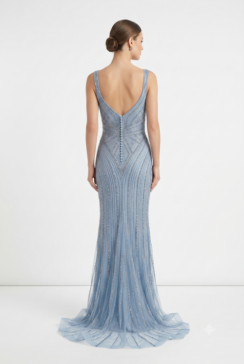 Sleeveless Beaded Mermaid Prom Dress Crystal Rhinestone Strapless Evening Gown by 2653