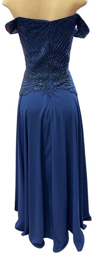 Off-Shoulder Beaded Chiffon A-Line Mother of the Bride Dress with Cap Sleeve by CT-2677