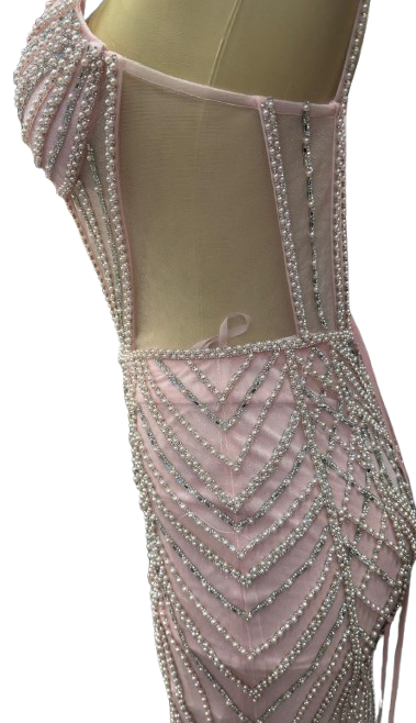 Beaded Mermaid Prom Dress Illusion Corset Gown with Rhinestone Detail Evening Dress by CT-2684